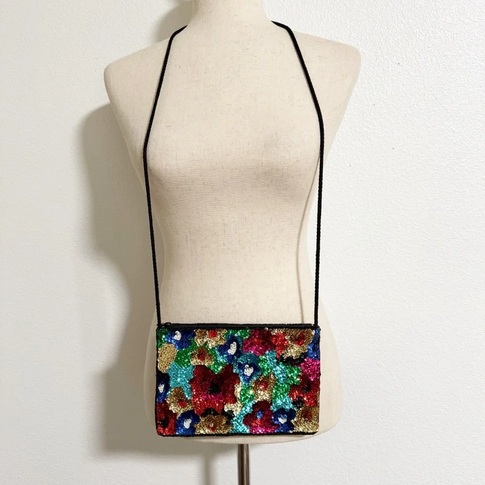 Vintage Carla Marchi Sequin Beaded Crossbody